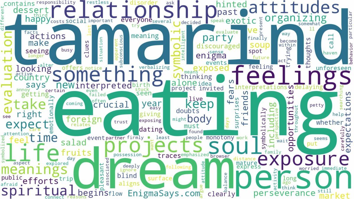 dream of eating tamarind and related dreams with their meanings in a word cloud