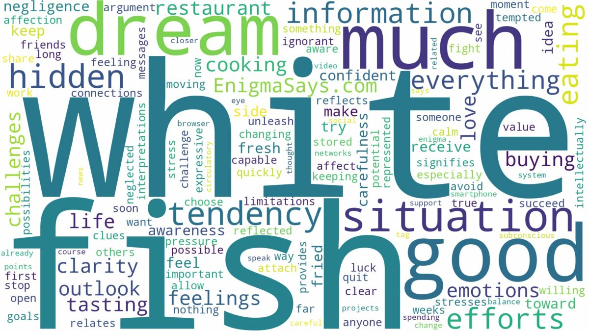 dreaming of eating white fish and related dreams with their meanings in a word cloud