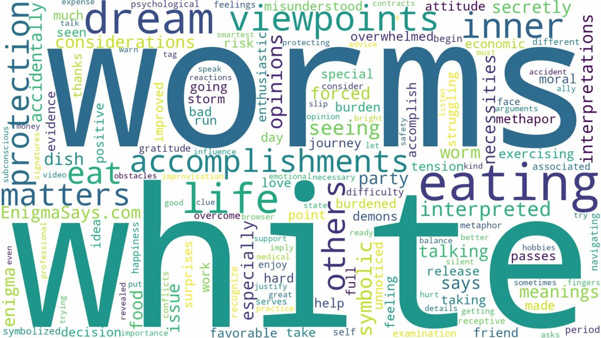 dreaming of eating white worms and related dreams with their meanings in a word cloud