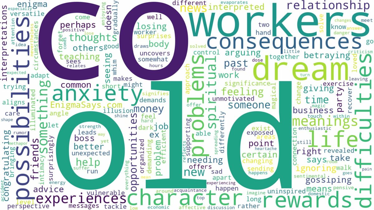 dream about old co workers and related dreams with their meanings in a word cloud