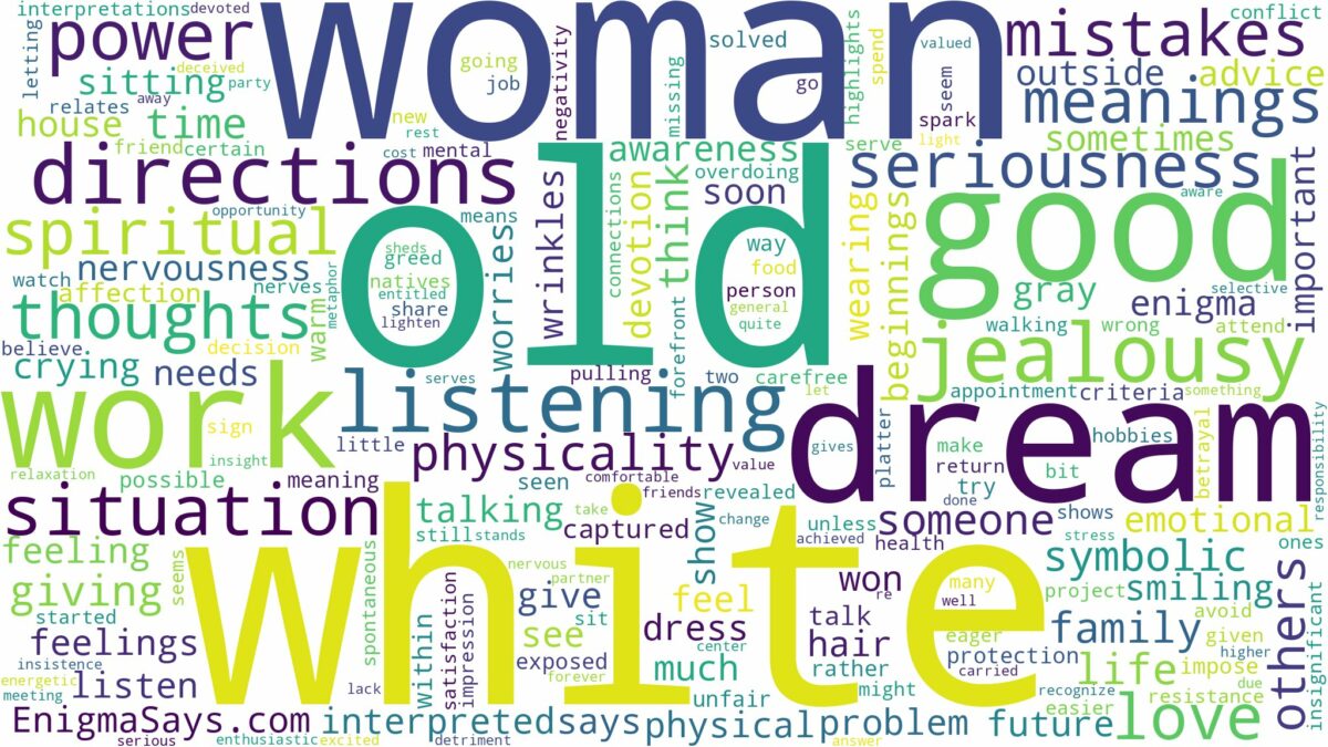 dream about old white woman and related dreams with their meanings in a word cloud