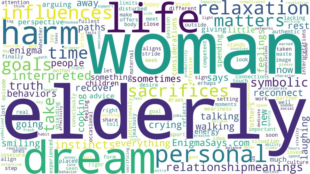 dream about elderly woman and related dreams with their meanings in a word cloud