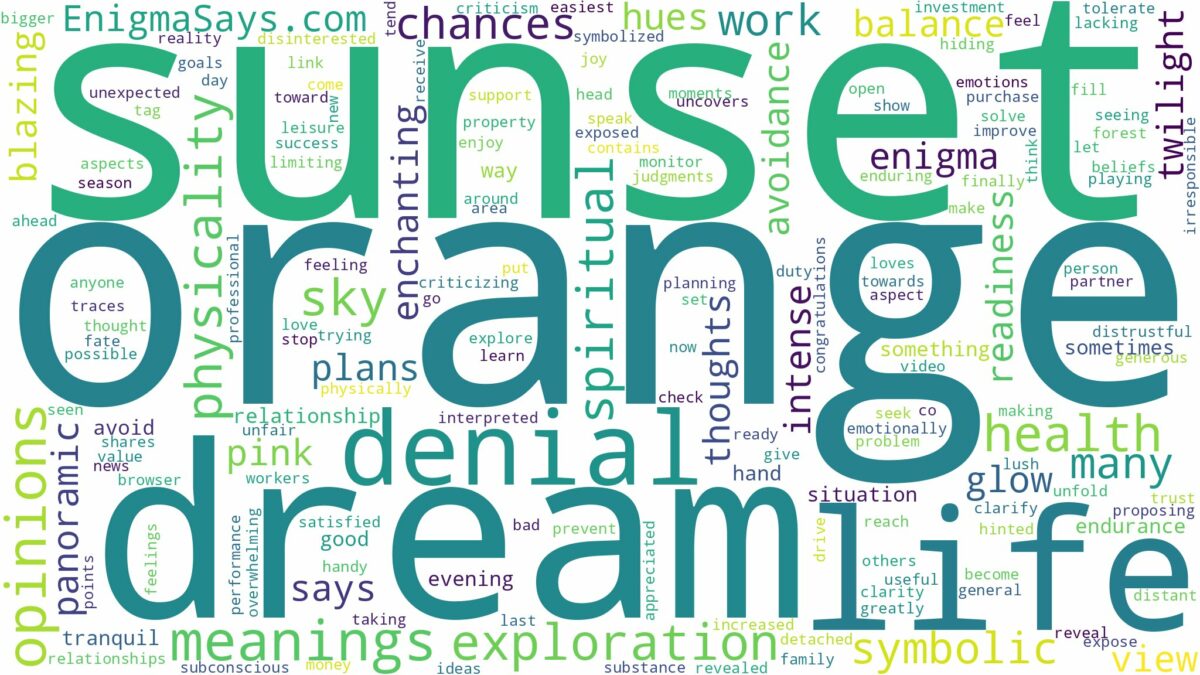 dream about orange sunset and related dreams with their meanings in a word cloud