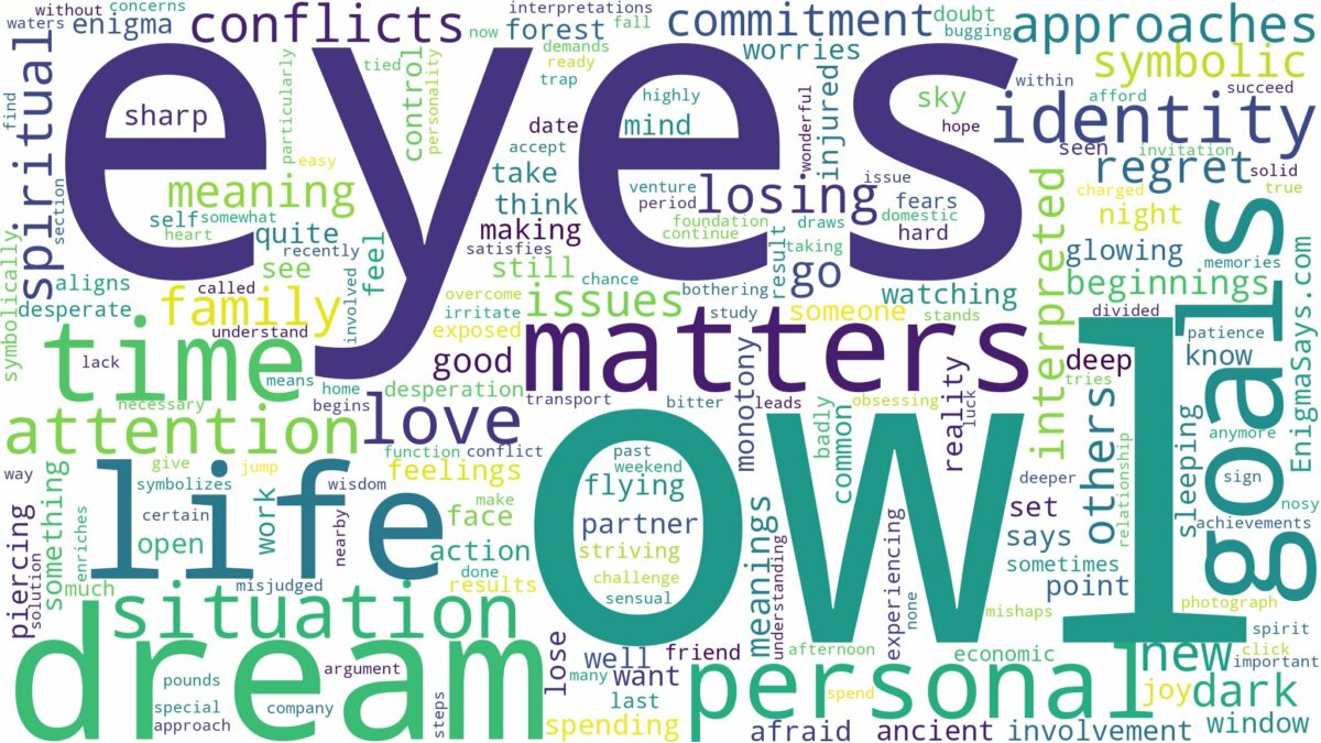 dream about owl eyes and related dreams with their meanings in a word cloud