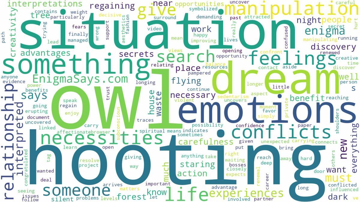 dreaming of owl hooting and related dreams with their meanings in a word cloud