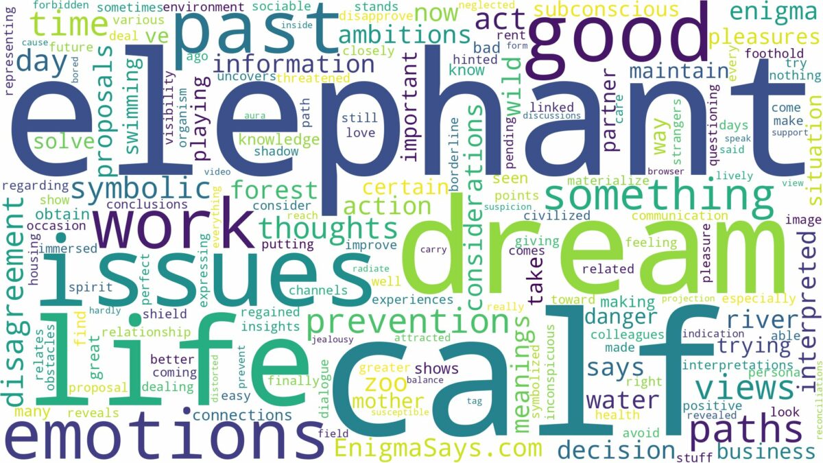 dream about elephant calf and related dreams with their meanings in a word cloud