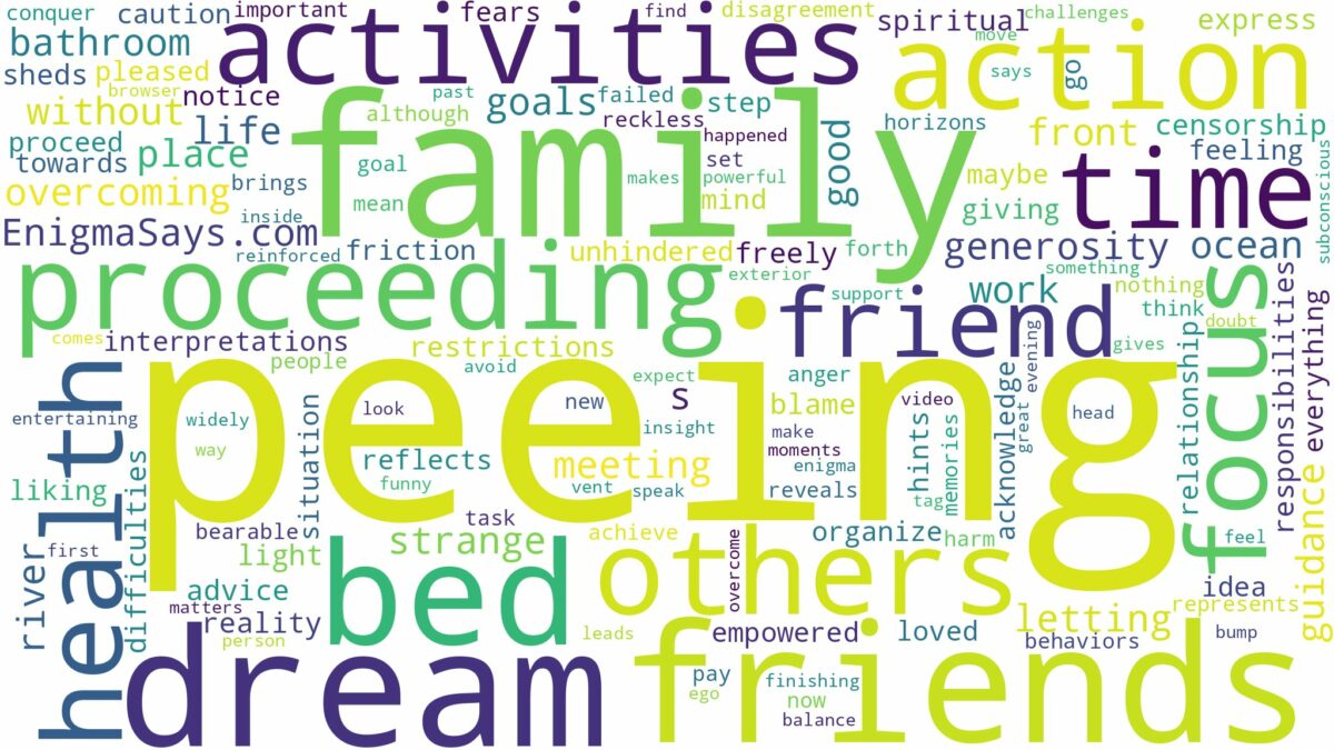 dreaming of peeing and peeing the bed and related dreams with their meanings in a word cloud