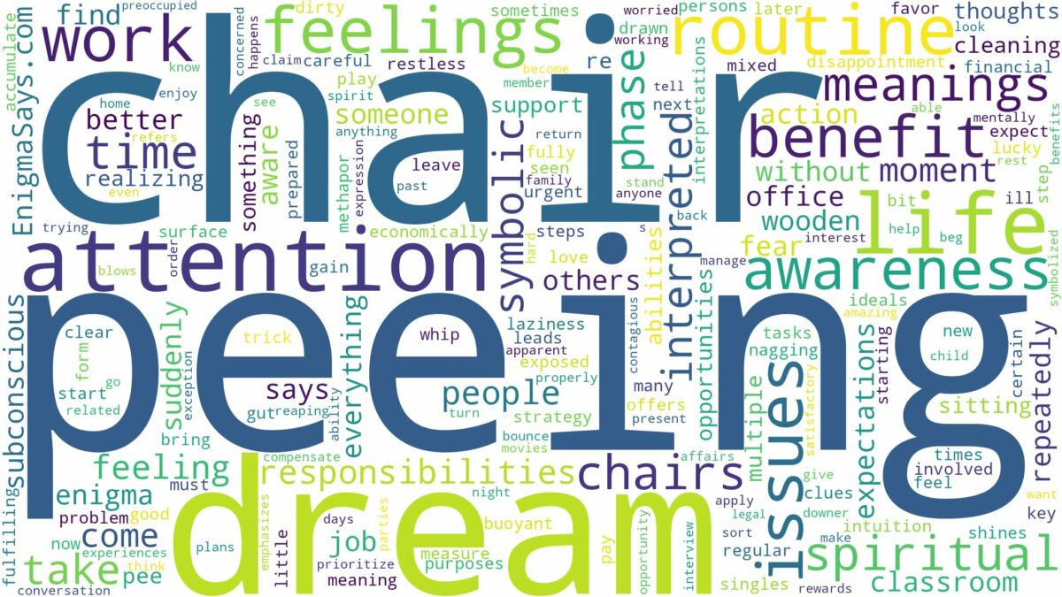 dream of peeing in a chair and related dreams with their meanings in a word cloud