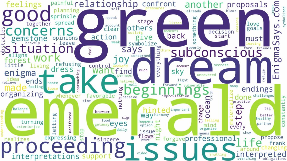 dream about emerald green and related dreams with their meanings in a word cloud