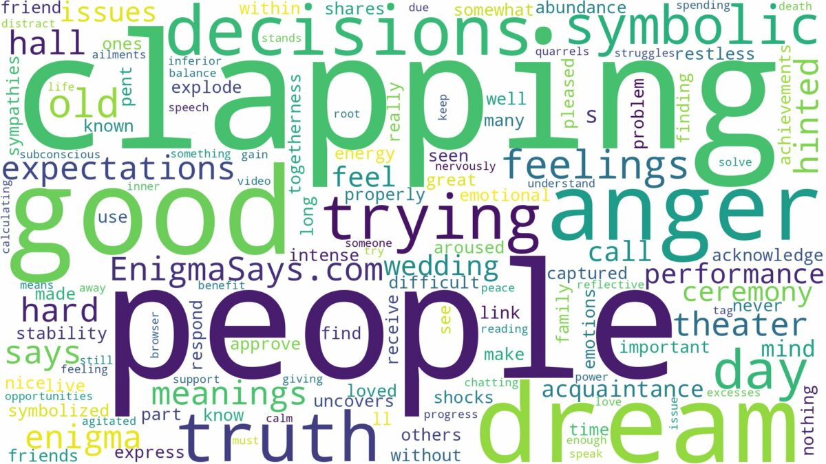 dreaming of people clapping and related dreams with their meanings in a word cloud