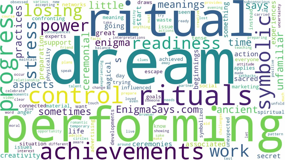 dream of performing a ritual and related dreams with their meanings in a word cloud