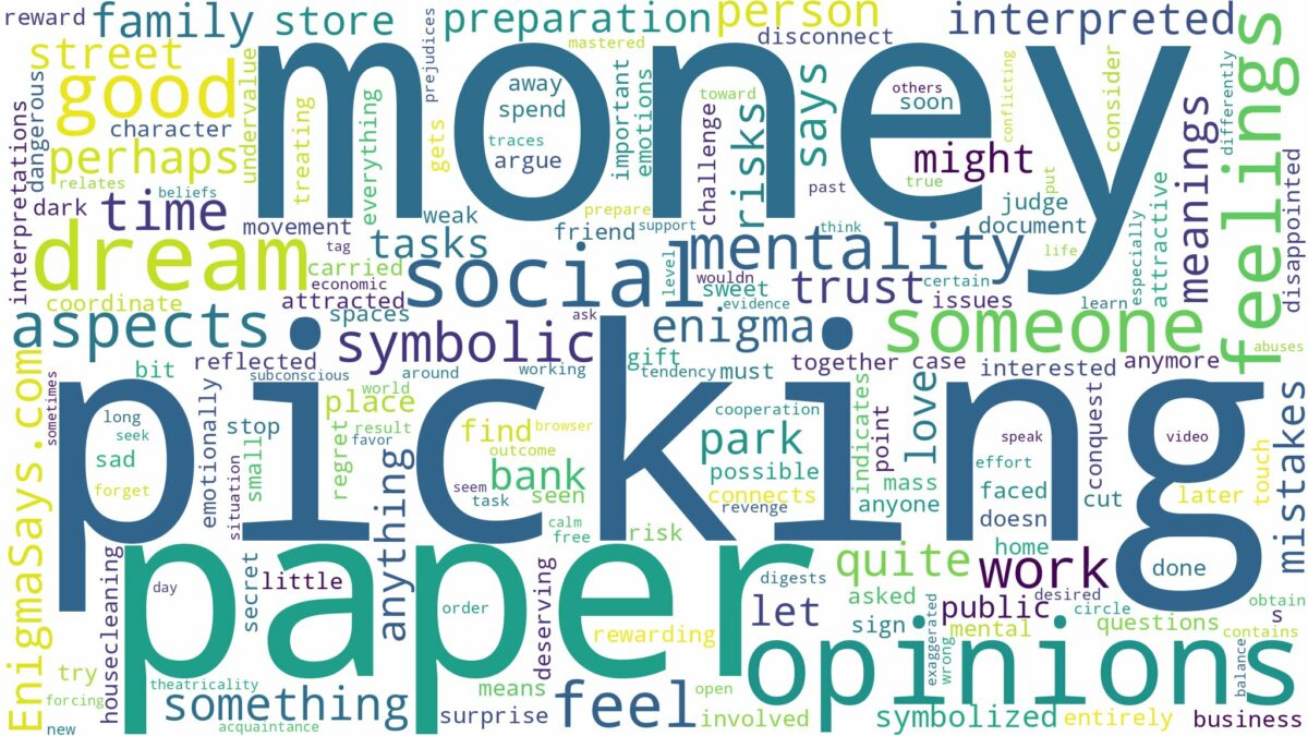 dreaming of picking paper money and related dreams with their meanings in a word cloud