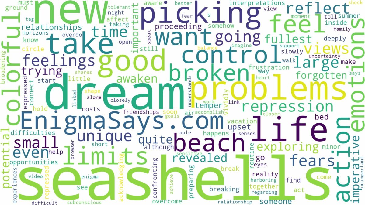 dream of picking seashells and related dreams with their meanings in a word cloud