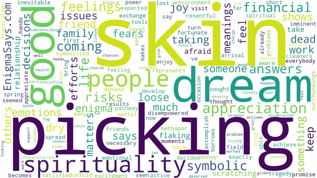 dream of picking skin and related dreams with their meanings in a word cloud