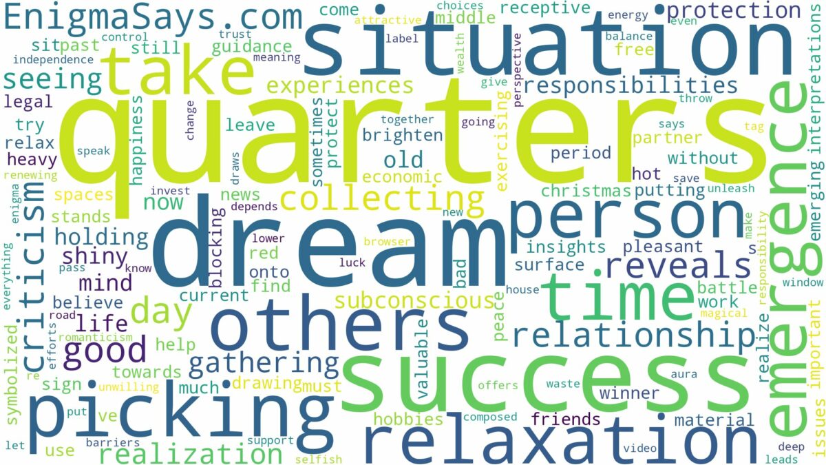 dream of picking up quarters and related dreams with their meanings in a word cloud