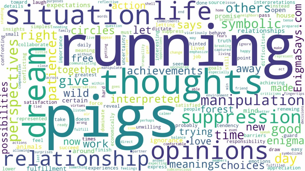 dreams about pigs running and related dreams with their meanings in a word cloud