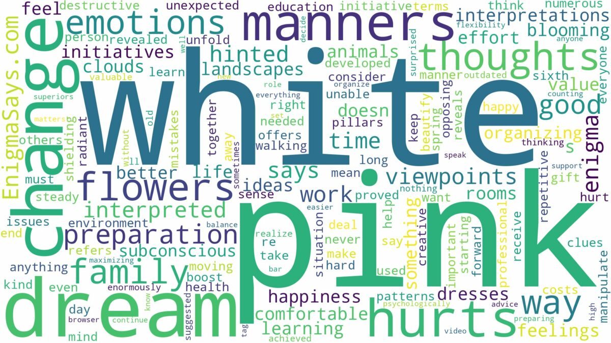 dream about pink and white and related dreams with their meanings in a word cloud