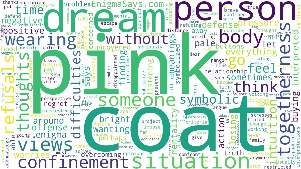 dream about pink coat and related dreams with their meanings in a word cloud