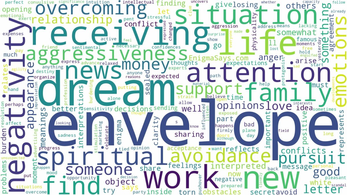 dream about envelope and related dreams with their meanings in a word cloud