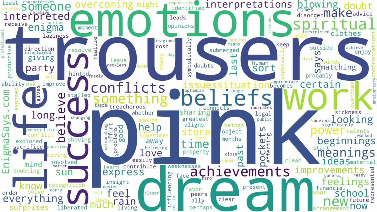 dream about pink trousers and related dreams with their meanings in a word cloud