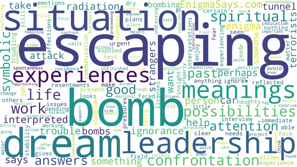 dream of escaping a bomb and related dreams with their meanings in a word cloud