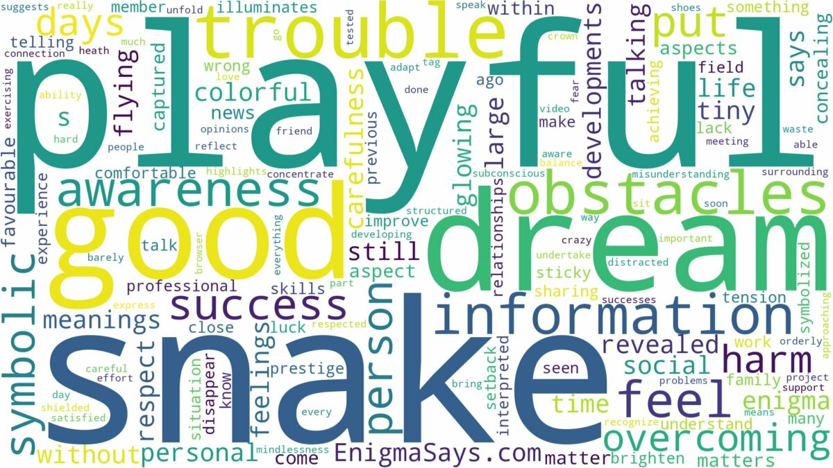 dream about playful snake and related dreams with their meanings in a word cloud