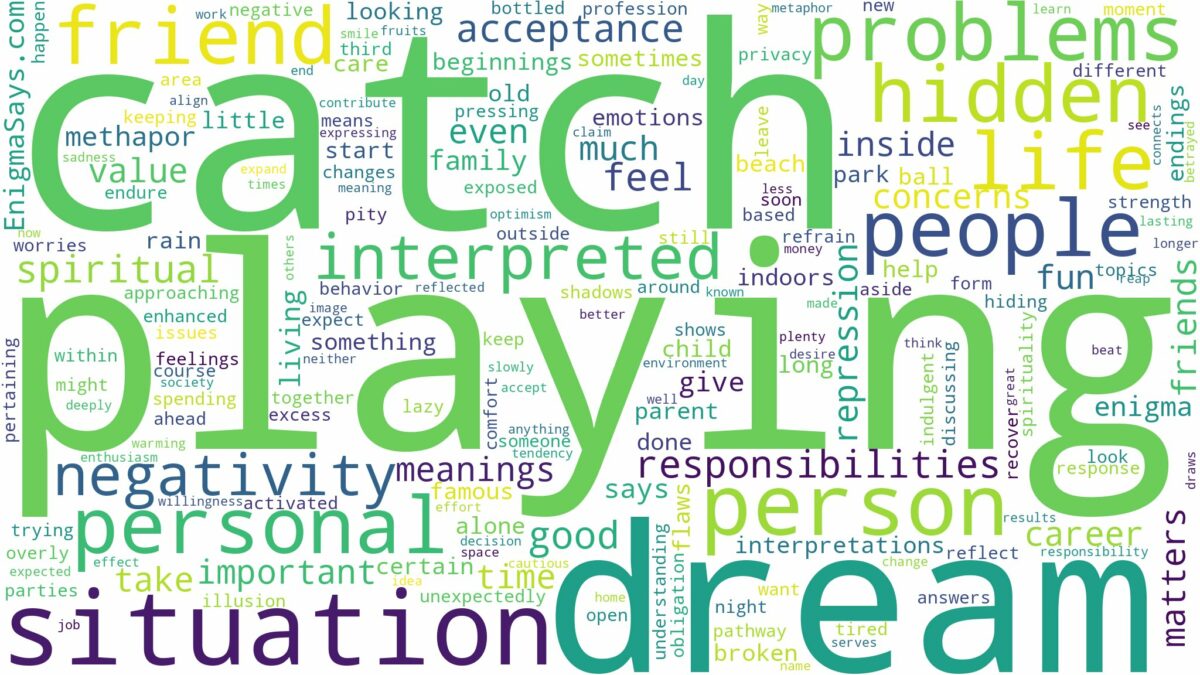 dream of playing catch and related dreams with their meanings in a word cloud