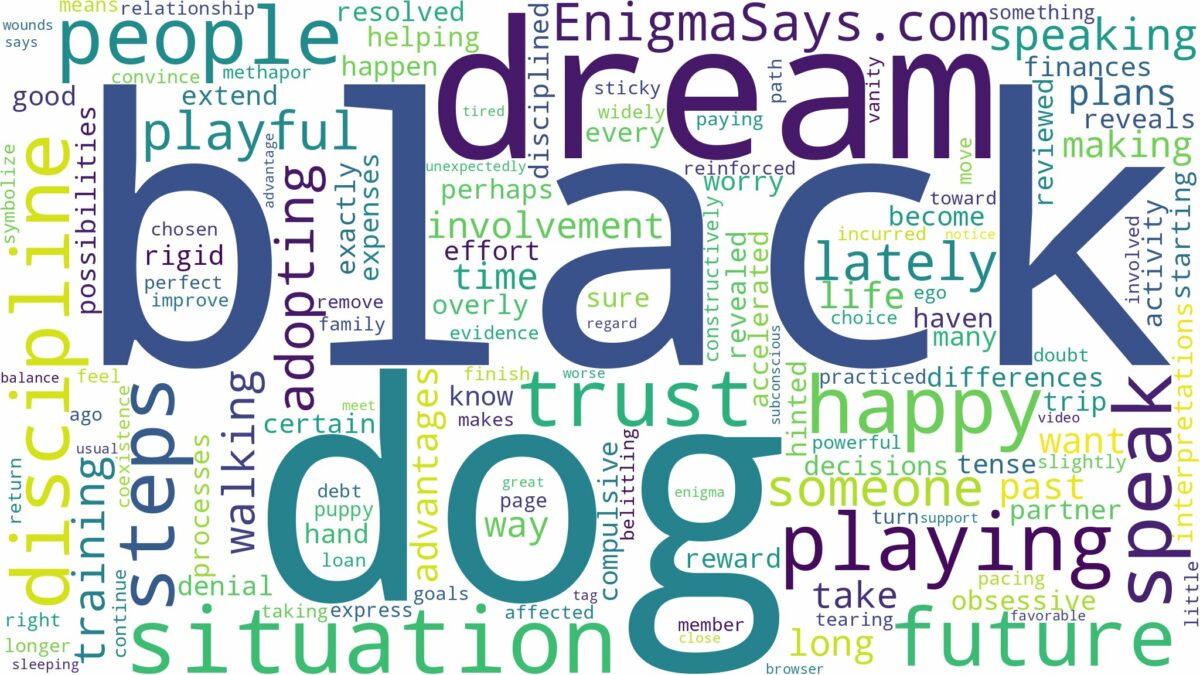 dreaming of playing with a black dog and related dreams with their meanings in a word cloud