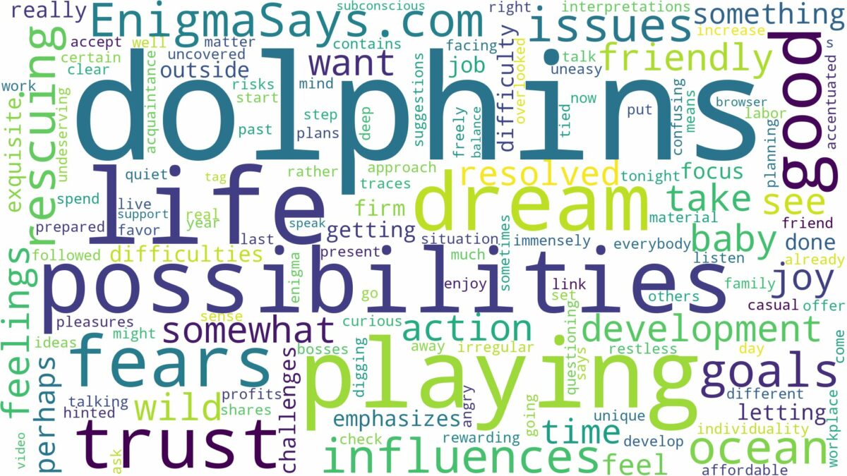 dreaming of playing with dolphins and related dreams with their meanings in a word cloud