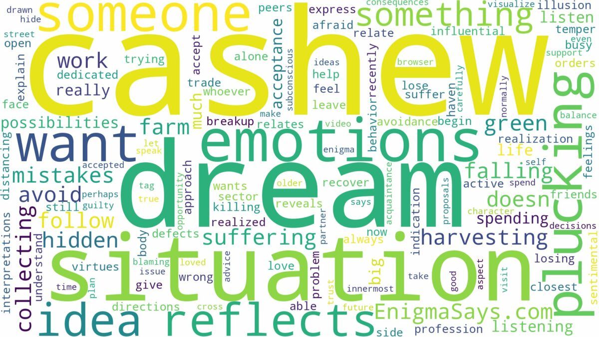 dream of plucking cashew and related dreams with their meanings in a word cloud