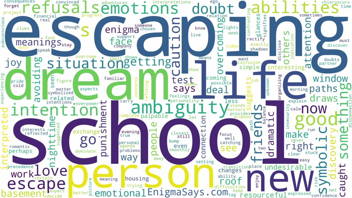 dream of escaping school and related dreams with their meanings in a word cloud