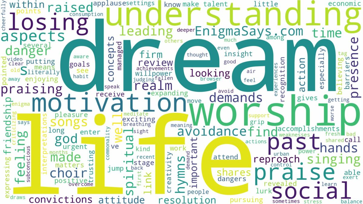 dream about praise and worship and related dreams with their meanings in a word cloud