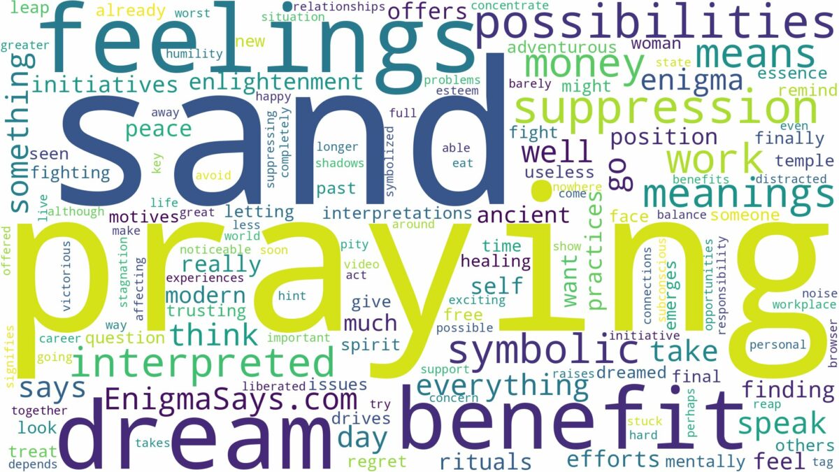 dreaming of praying with sand and related dreams with their meanings in a word cloud