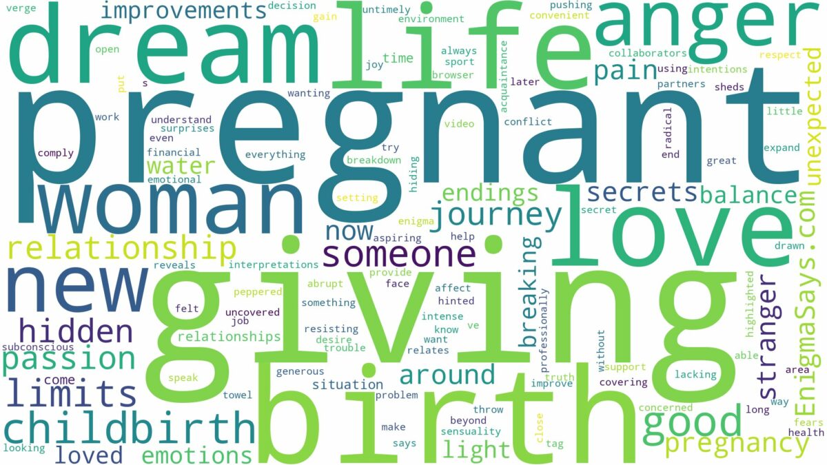 dreaming about pregnant woman giving birth and related dreams with their meanings in a word cloud