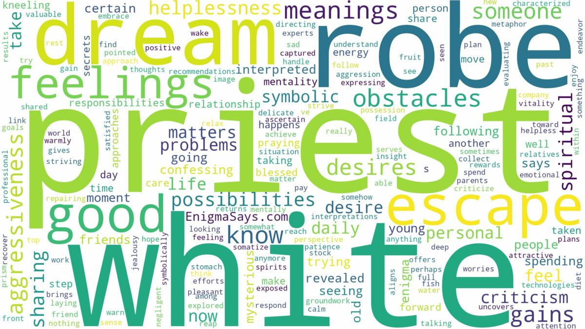 dream about priest in white robe and related dreams with their meanings in a word cloud