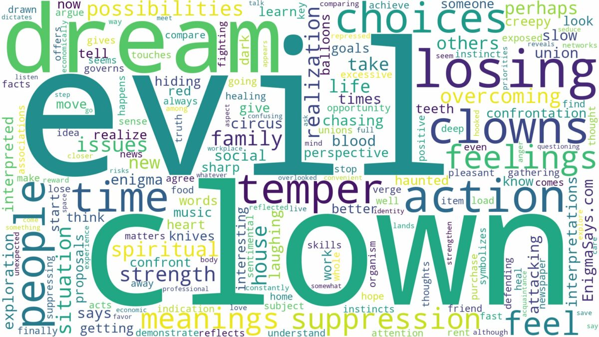 dream about evil clown and related dreams with their meanings in a word cloud