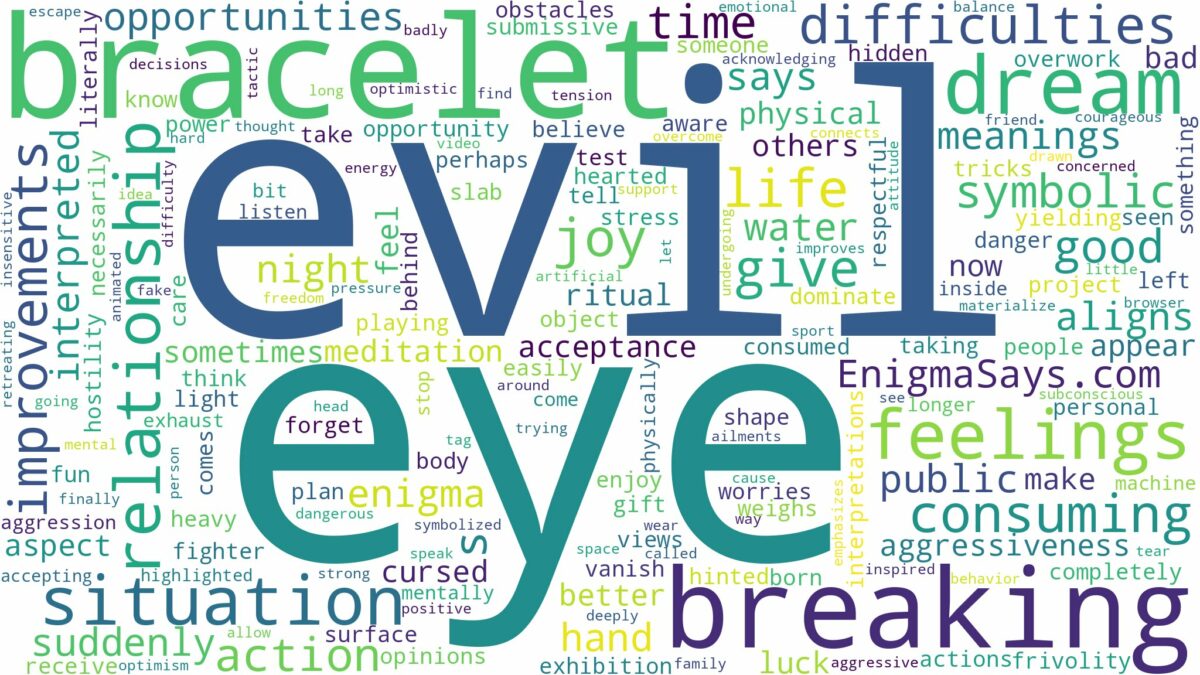 dreaming about evil eye bracelet breaking and related dreams with their meanings in a word cloud