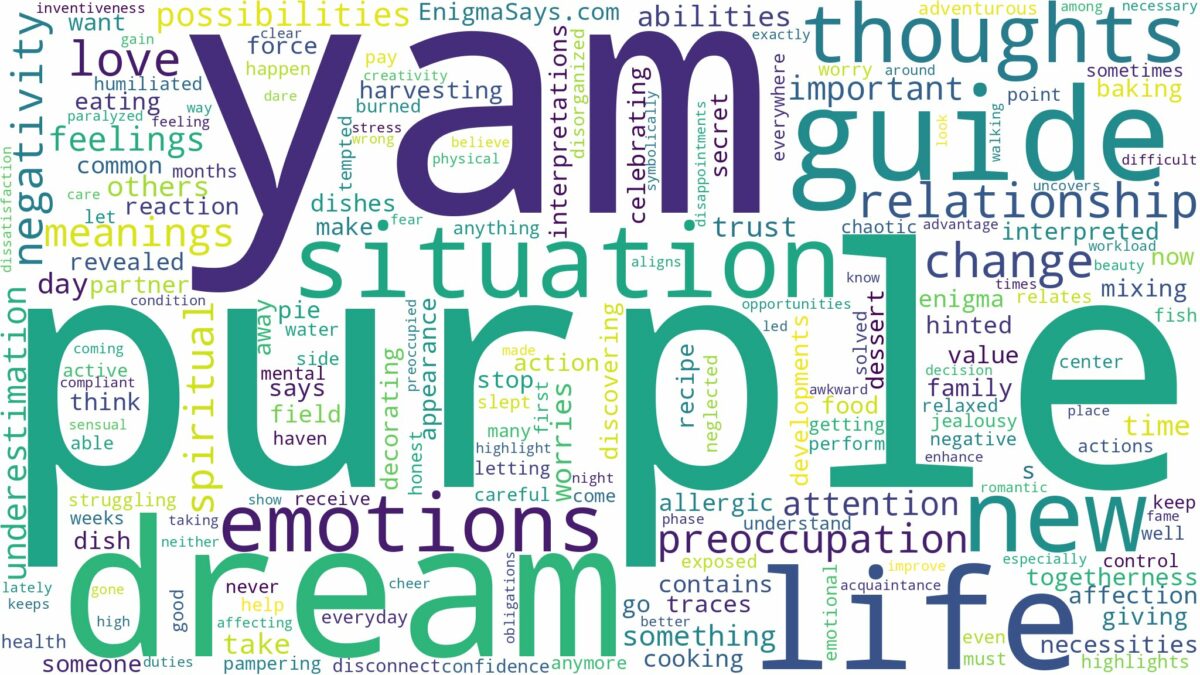 dream about purple yam and related dreams with their meanings in a word cloud