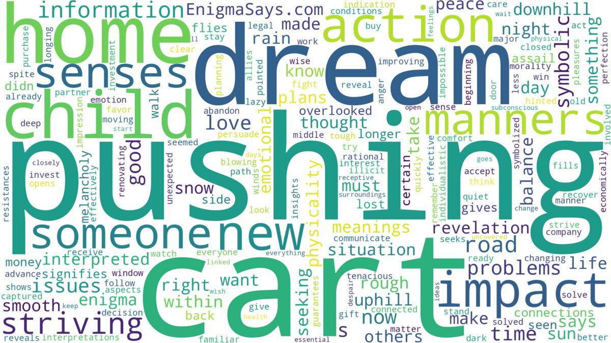 dream of pushing a cart and related dreams with their meanings in a word cloud