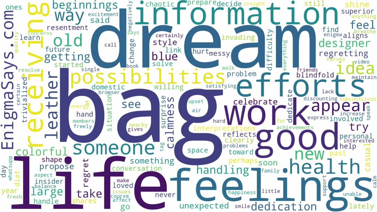 dream of receiving a bag and related dreams with their meanings in a word cloud