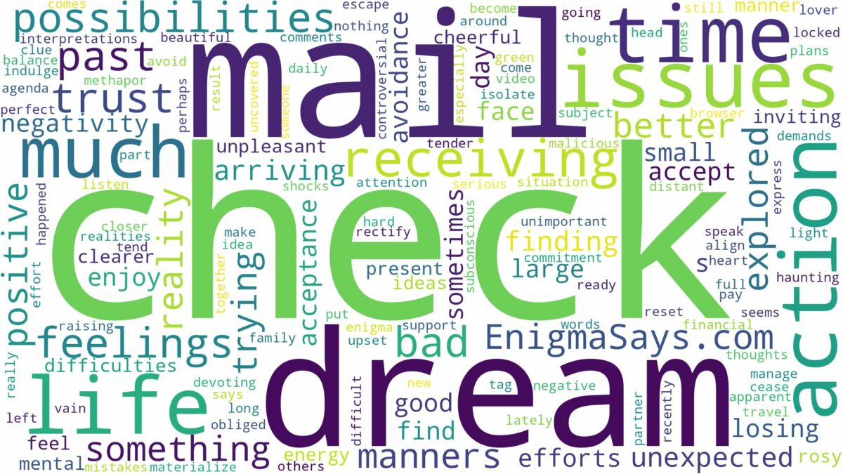 dreaming of receiving a check in the mail and related dreams with their meanings in a word cloud