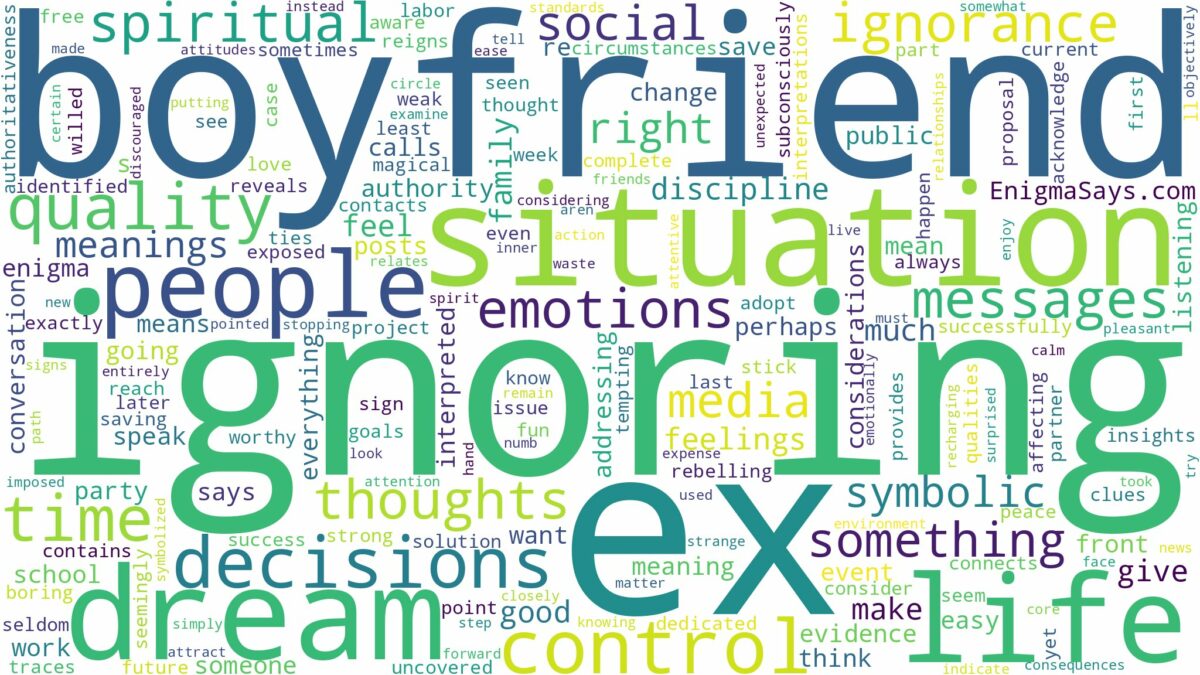 dreaming about ex boyfriend ignoring you and related dreams with their meanings in a word cloud