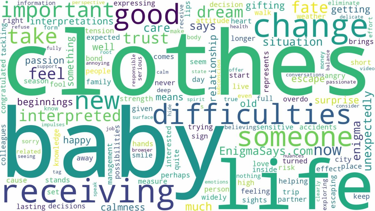 dreaming of receiving baby clothes and related dreams with their meanings in a word cloud