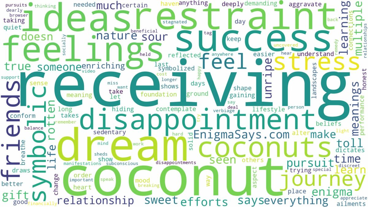 dream of receiving coconut and related dreams with their meanings in a word cloud