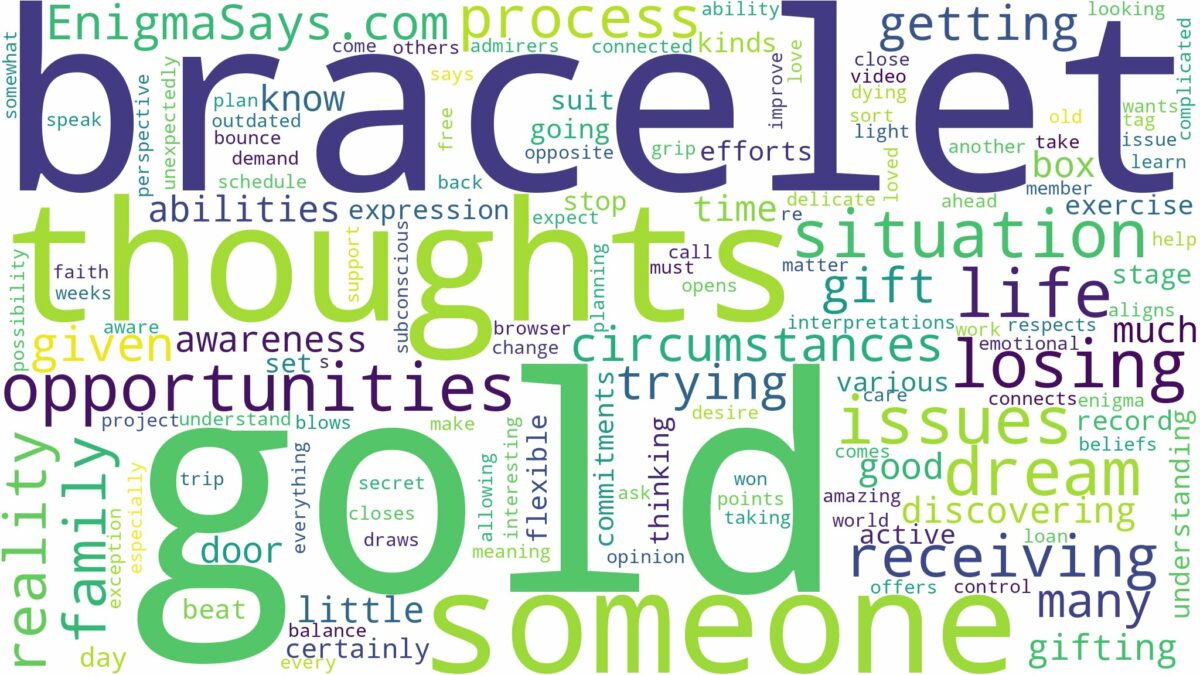 dreaming of receiving gold bracelet and related dreams with their meanings in a word cloud