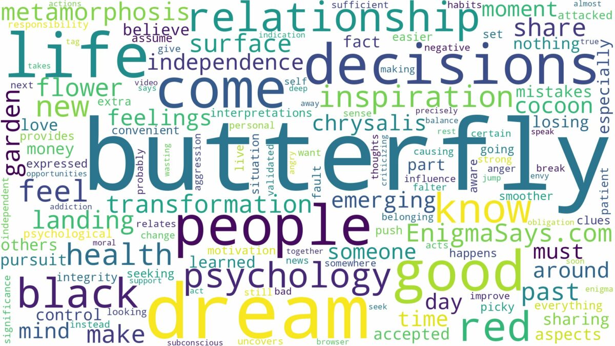 dream about red and black butterfly and related dreams with their meanings in a word cloud