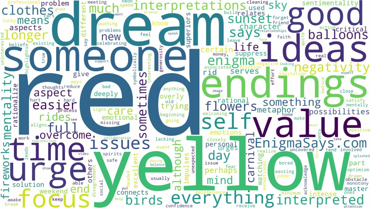 dream about red and yellow and related dreams with their meanings in a word cloud