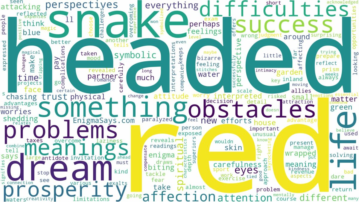 dream about red headed snake and related dreams with their meanings in a word cloud