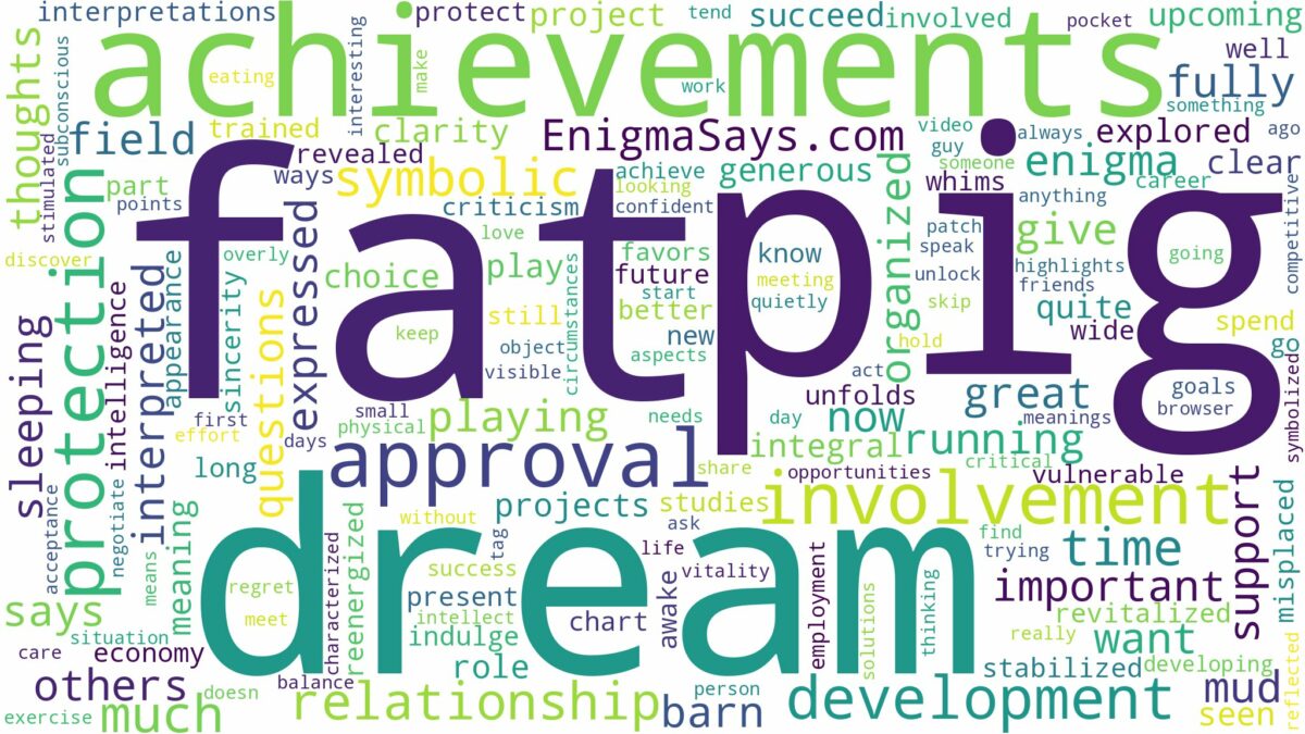 dream about a fat pig and related dreams with their meanings in a word cloud