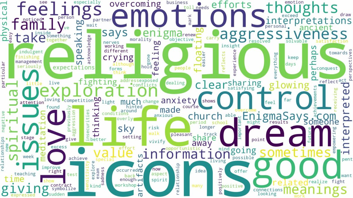 dreams about religious icons and related dreams with their meanings in a word cloud